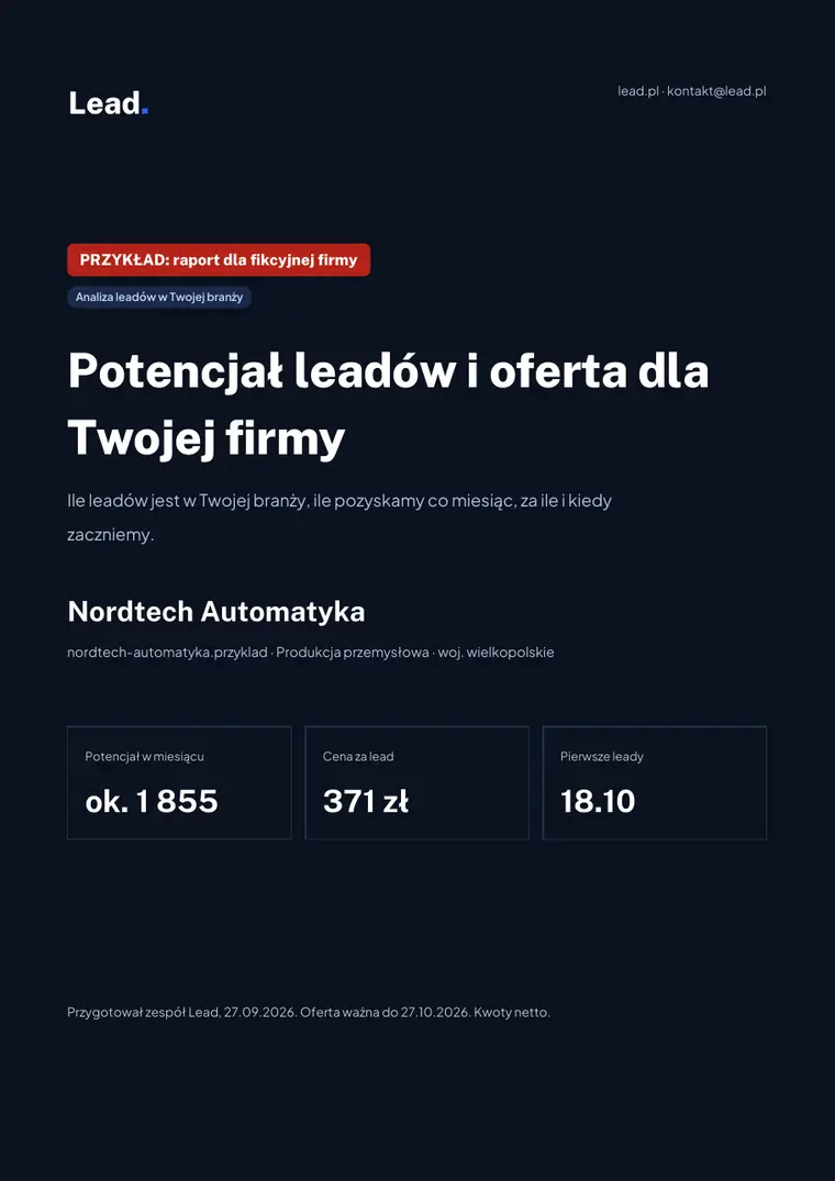 Przykładowa okładka raportu